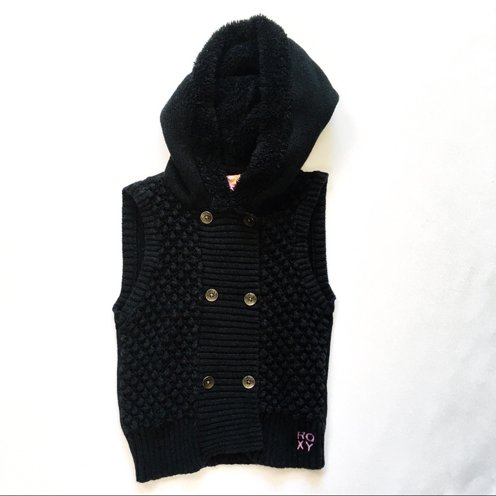 6X Girls Roxy Knit Hooded Vest
